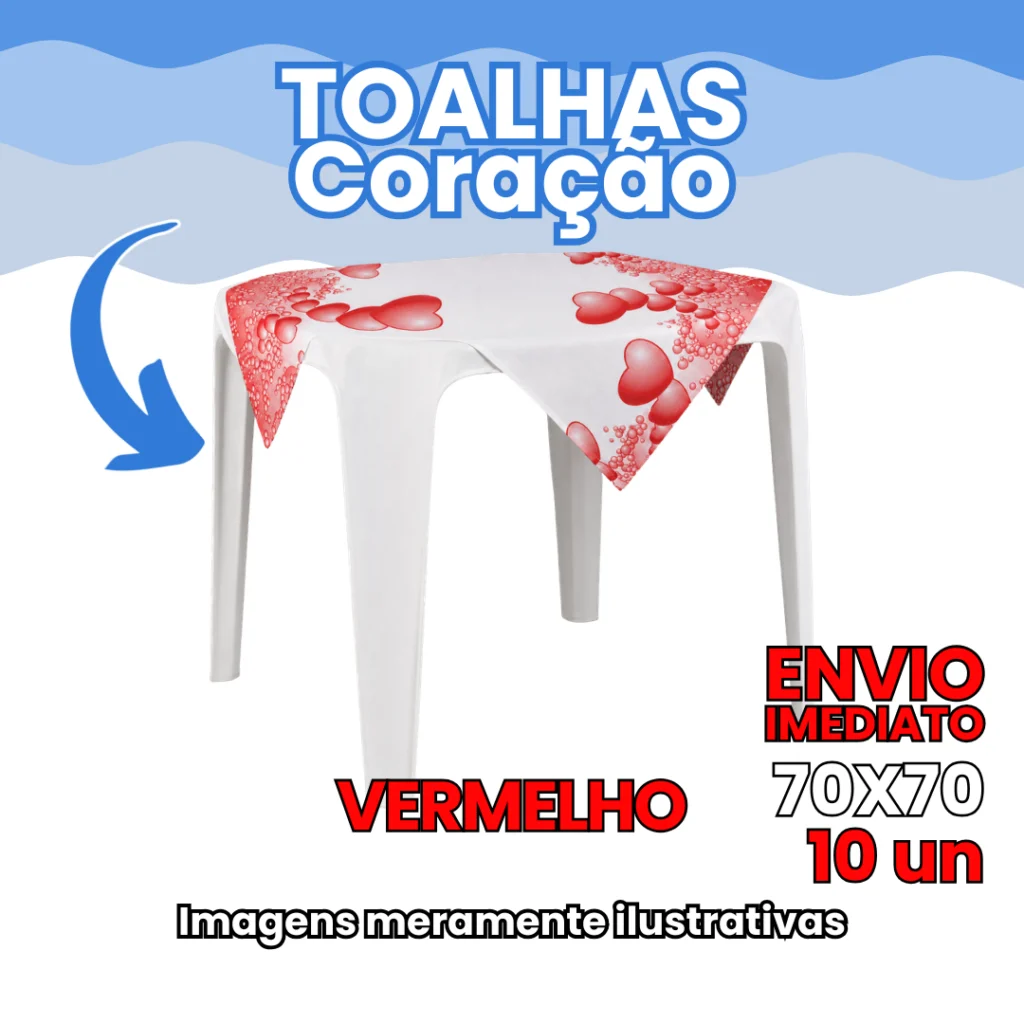 Toalha de Mesa Coração 70x70 cm