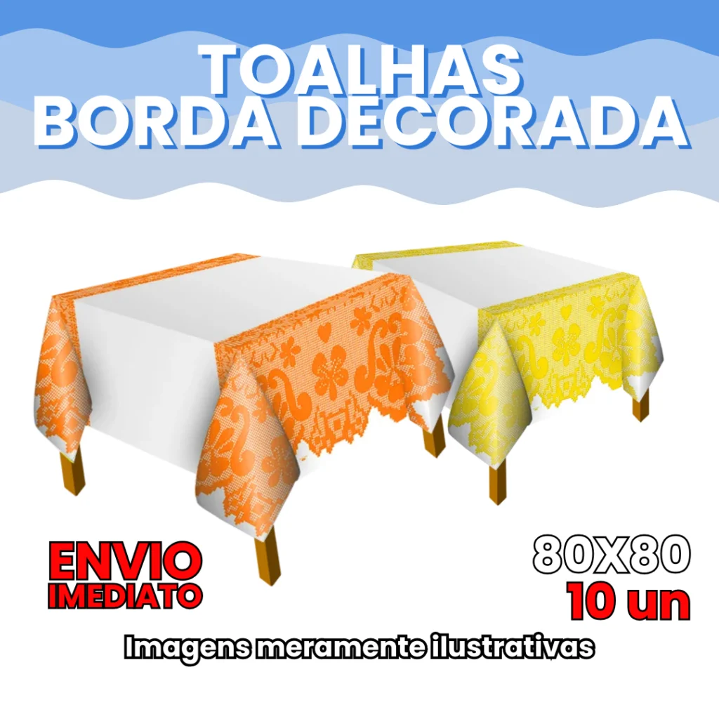 Toalha de Mesa 80x80 cm com Borda Decorada