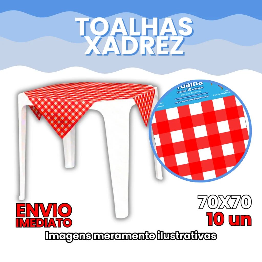 Toalha de Mesa Xadrez 70x70 cm
