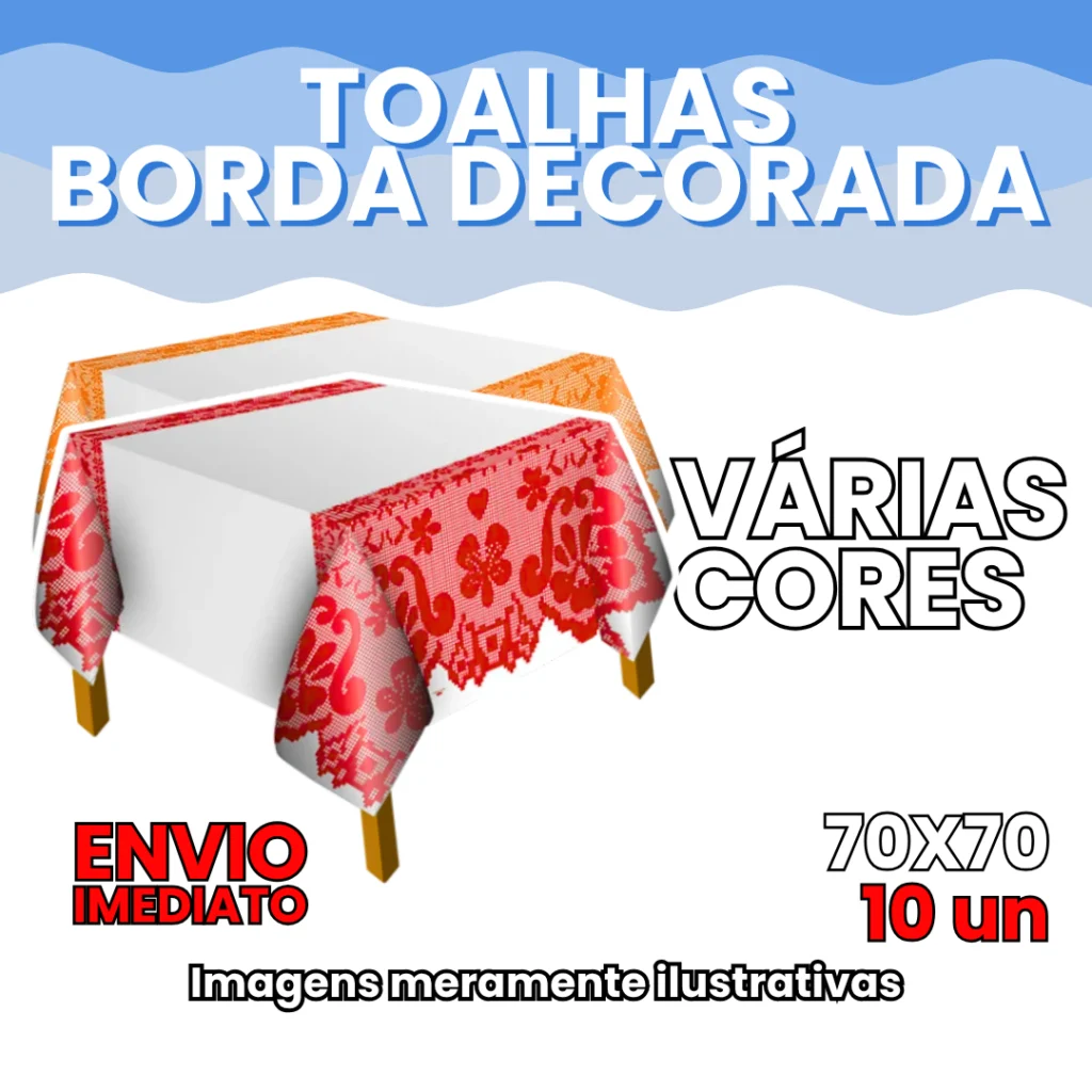 Toalha de Mesa 70x70 cm com Borda Decorada