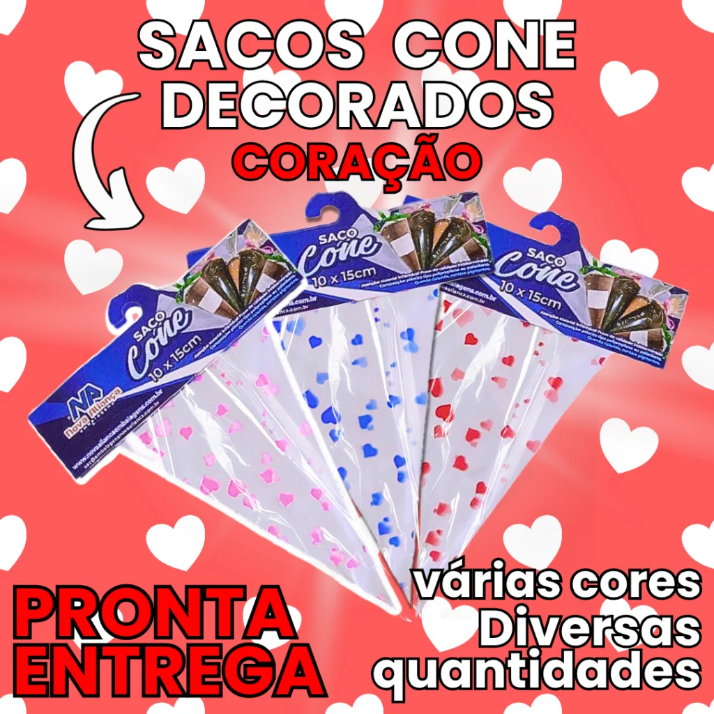Saco Cone Trufado Coração