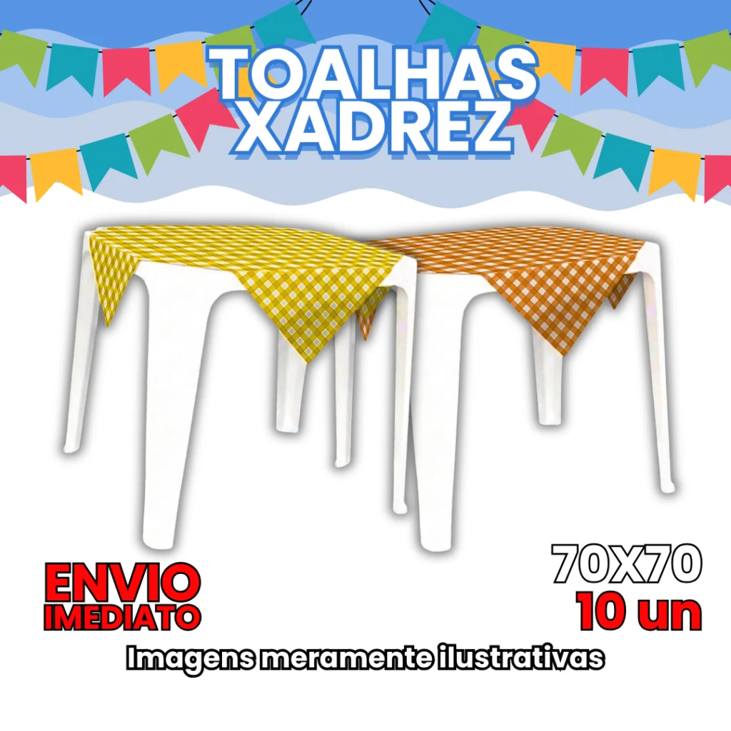 Toalha de Mesa Xadrez 70x70 cm