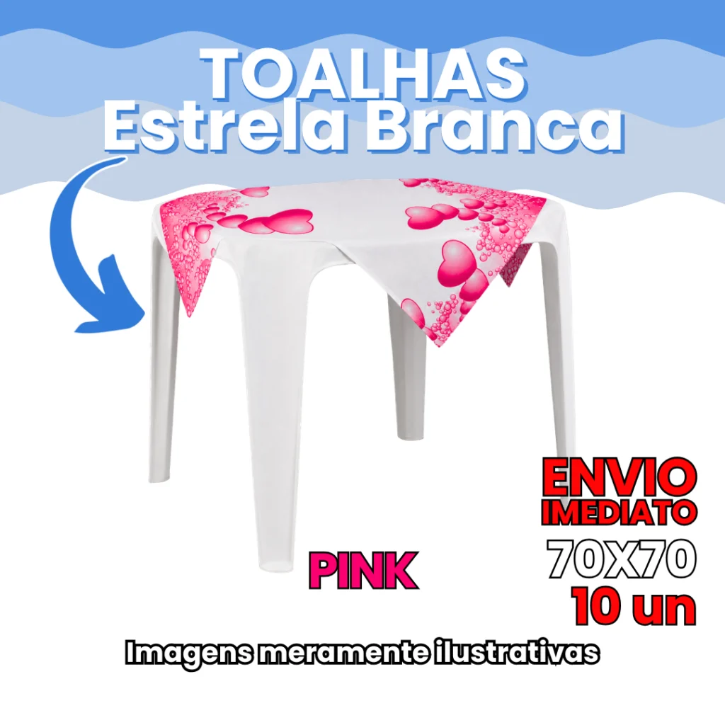 Toalha de Mesa Coração 70x70 cm
