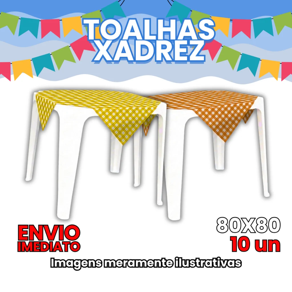 Toalha de Mesa Xadrez 80x80 cm