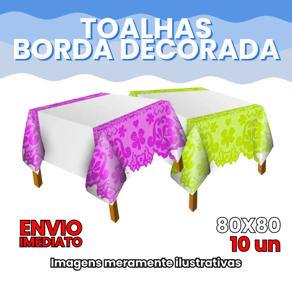 Toalha de Mesa 80x80 cm com Borda Decorada
