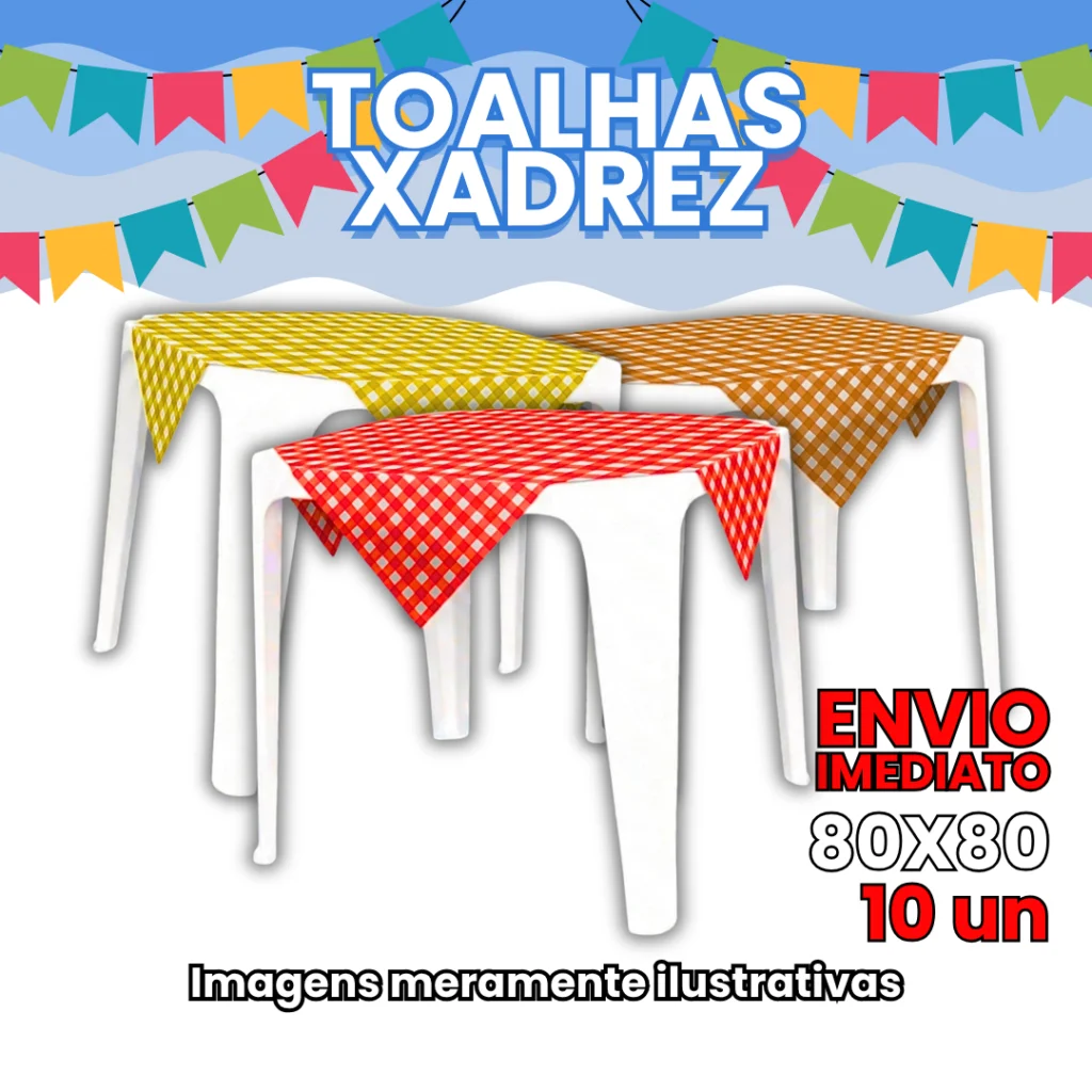 Toalha de Mesa Xadrez 80x80 cm