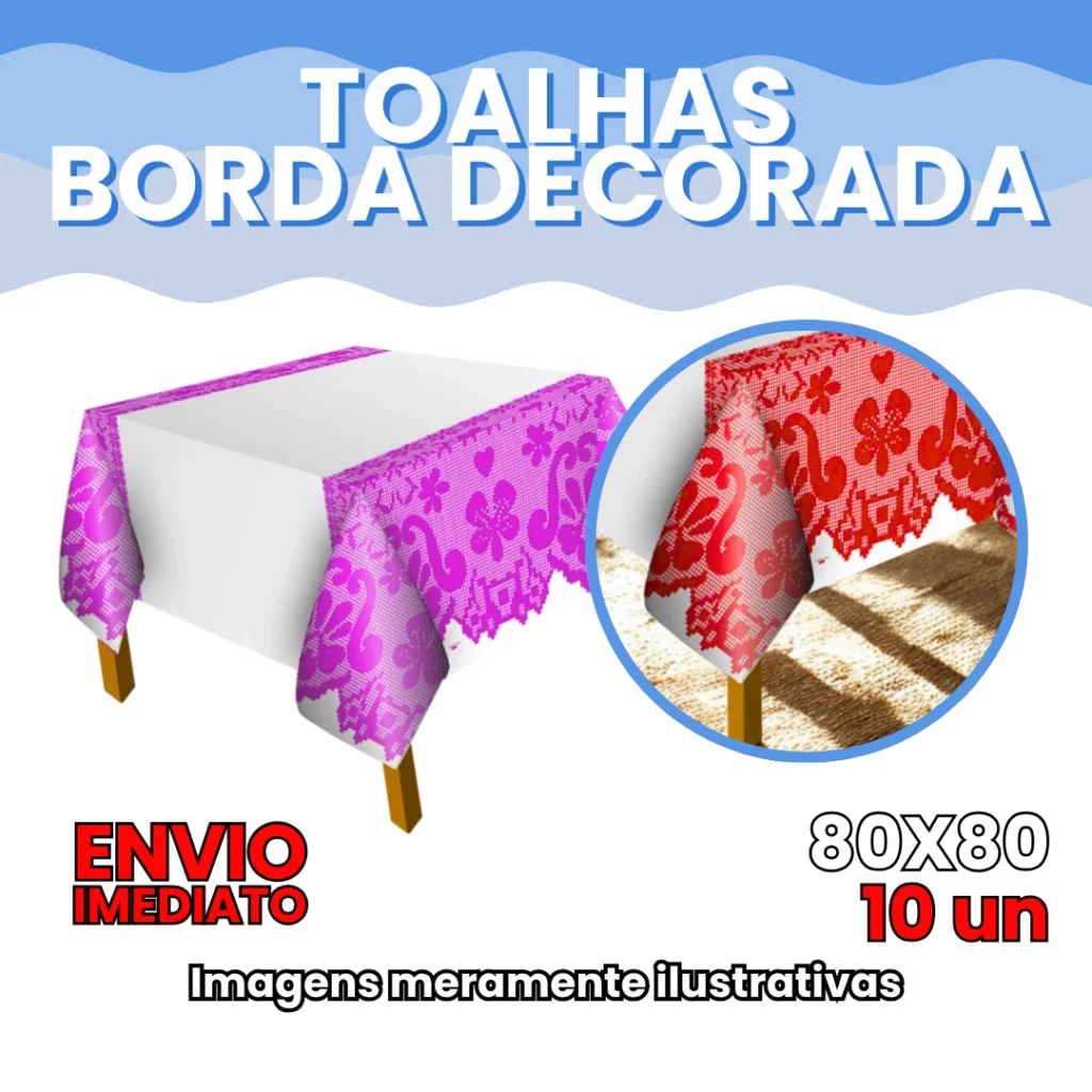 Toalha de Mesa 80x80 cm com Borda Decorada