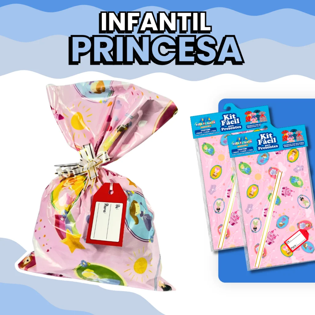 Saco de Presente Dia das Crianças Sortido Kit Fácil Infantil | Estampas Variadas | 15x45 a 50x70
