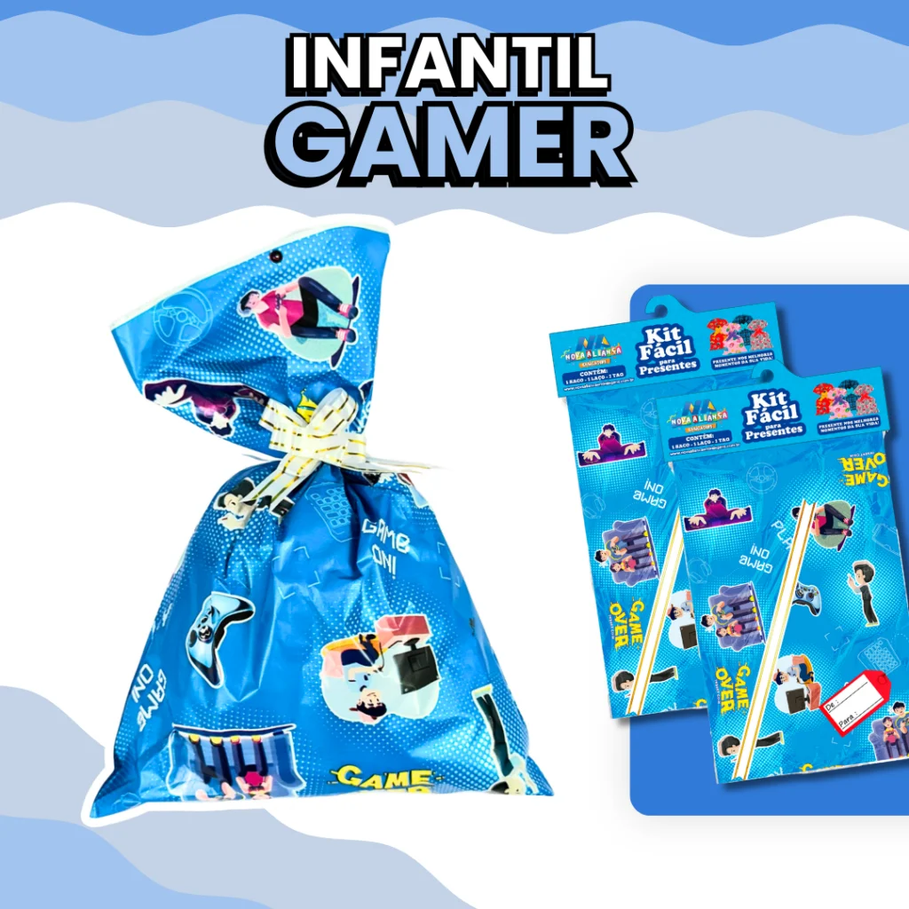 Saco de Presente Dia das Crianças Sortido Kit Fácil Infantil | Estampas Variadas | 15x45 a 50x70